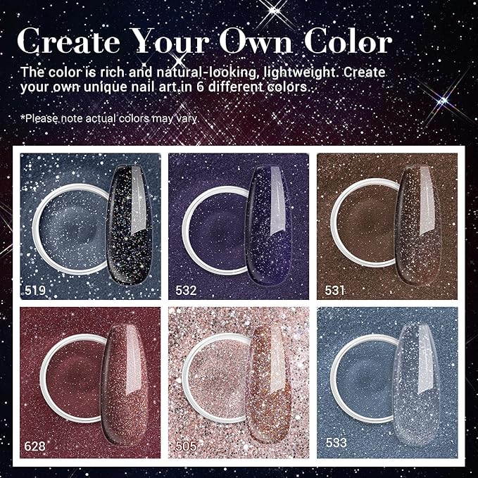 AZUREBEAUTY Dip Powder Nail Set 6 Colors Dark Light Blue Purple Brown Wine Red Shimmery Sparkle Shiny Fall Winter Dipping Powder Starter Kit French Nail Art Manicure Salon No Need Nail Lamp Cured