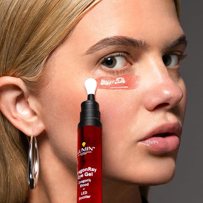 Lumin DragonRay Eye Gel, Under Eye Serum for Red Light Therapy, Peptides, Hyaluronic Acid & Caffeine Cream, Reduces Dark Circles & Puffiness, Compatible w Luminator Eye Mask, Vegan, 0.51oz (15ml)