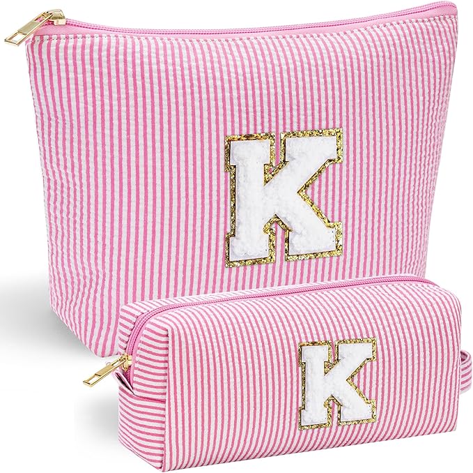 YOOLIFE Valentines Day Gifts for Women Kids Teen Girls Birthday Gifts for 6 7 8 9 10 11 12 13 Year Old Girls Initial Birthday Gift Makeup Bag for Girl Daughter Sister Teacher Friend Girlfriend Pink K