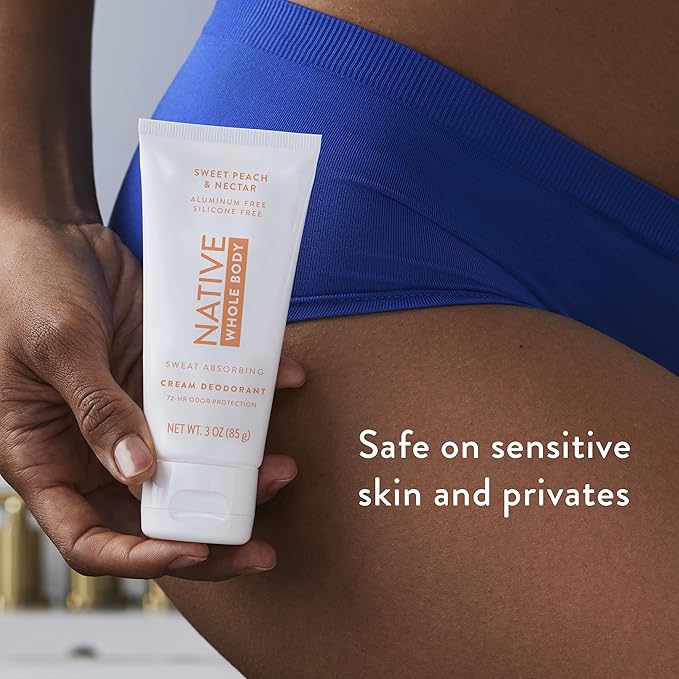 Native Whole Body Deodorant Cream Contains Naturally Derived Ingredients, Deodorant for Women & Men | 72 Hour Odor Protection, Aluminum Free with Coconut Oil and Shea Butter | Sweet Peach & Nectar