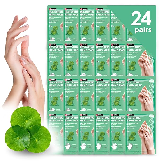 Innerest 24 Pairs Original Derma Beauty Hand Mask Bulk, Moisturizing Hand Gloves for Dry Hands, Nail Care Essential (Cica)