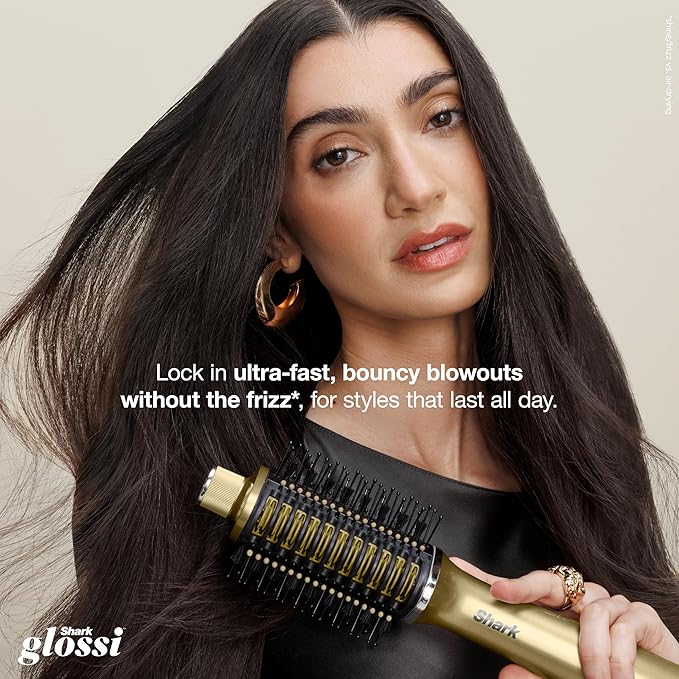 Shark Glossi 2-in-1 Hot Tool and Air Glosser, Ultra-Fast, Ultra-Glossy Blowouts at-Home, Heat-Controlled Ceramic, Curly, Coily, and Color Friendly, Liquid Gold, HT302GD