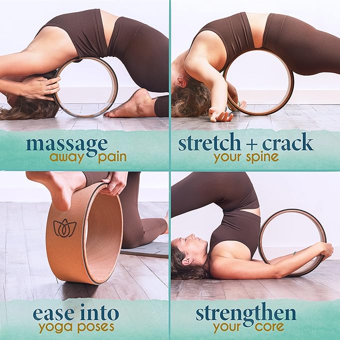 Florensi Yoga Wheel (3-Pack) - Back Stretcher and Back Roller for Back Pain, Yoga Roller for Muscle Relaxation, Pain Relief, Cracking and Popping