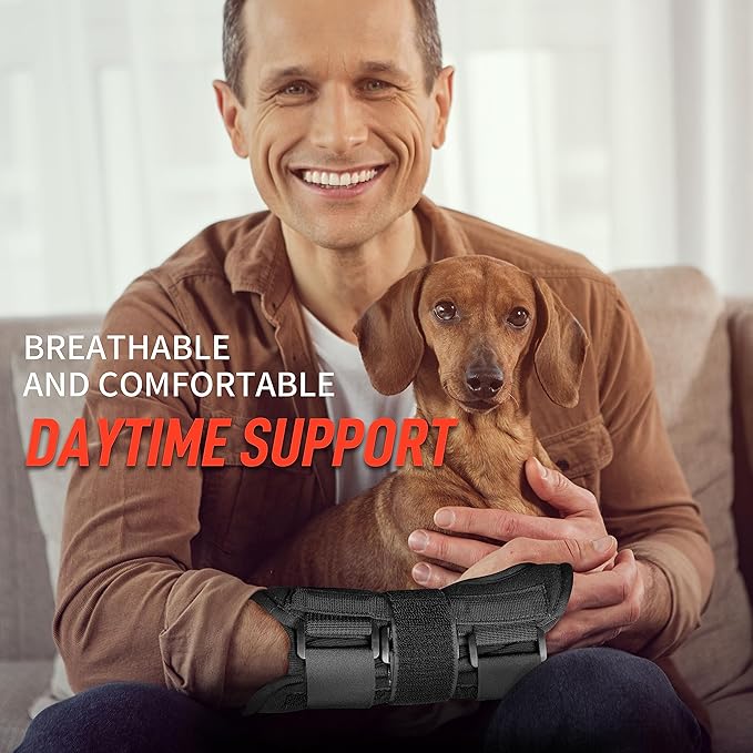 FEATOL Wrist Brace Hand Brace, Carpal Tunnel Wrist Splint Night Support for Women Men, Pain Relief Support -Tendonitis, Arthritis, Sprain, Right Hand, Medium/Large