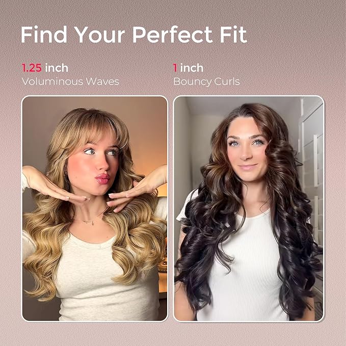 TYMO CurlPro Plus Automatic Rotating Curling Iron - Upgraded Long Barrel Curling Wand for Long Hair, Ceramic Hair Curler for Women, Anti-Scald, Tangle-Free, 600M Ionic, Dual Voltage, Gold, 1 1/4 Inch