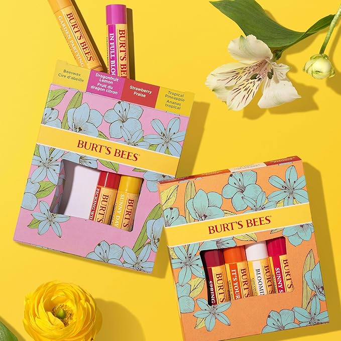 Burt's Bees Gifts Ideas - Just Picked Lip Balm Set, Pomegranate, Watermelon, Sweet Mandarin, Coconut & Pear, Natural Origin Lip Treatment, 4 Tubes, 0.15 oz.