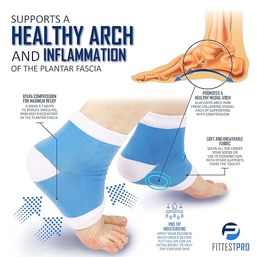 Plantar Fasciitis Foot Pain Relief 14-Piece Kit – Premium Planter Fasciitis Support, Gel Heel Spur & Therapy Wraps, Compression Socks, Foot Sleeves, Arch Supports, Heel Cushion Inserts & Heel Grips