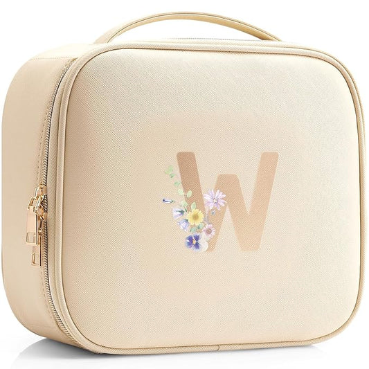 Vlando Gift for Women,Travel Makeup Bags for Women,Birthday Gifts for Friends Initial Sister Birthday Gift Ideas Wedding Gifts(Letter W)