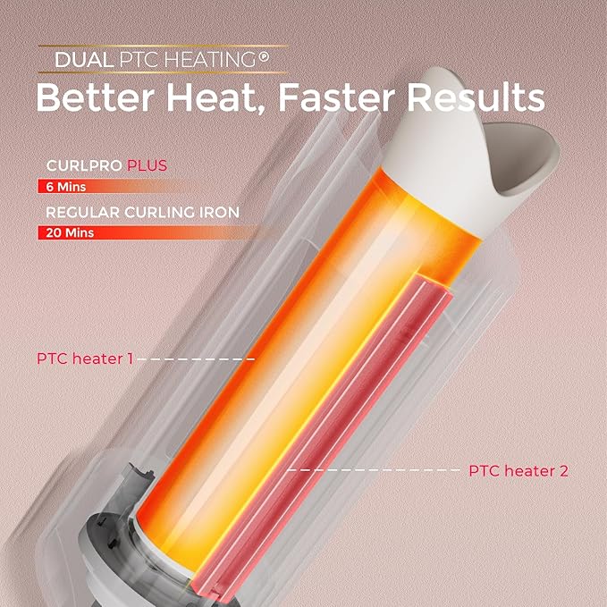 TYMO CurlPro Plus Automatic Rotating Curling Iron - Upgraded Long Barrel Curling Wand for Long Hair, Ceramic Hair Curler for Women, Anti-Scald, Tangle-Free, 600M Ionic, Dual Voltage, Gold, 1 1/4 Inch