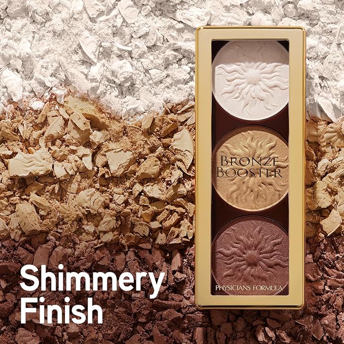 Physicians Formula Bronze Booster Highlight & Contour Palette with Brush, Blendable & Buildable Finish - Shimmer Glow