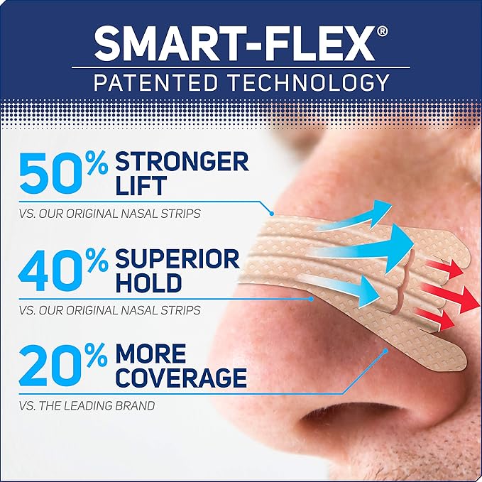 Nasal Strips Extra Strength, Tan, 50 Count | Works Instantly to Improve Sleep, Reduce Snoring, & Relieve Nasal Congestion Due to Colds & Allergies