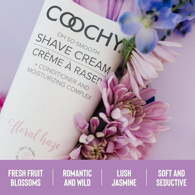 Coochy Shave Cream - Moisturizing Shave Lotion - Gentle Intimate Shaving Cream - For Bikini Area, Underarms, Legs & More - Rash-Free, Hydrating Formula - Floral Haze, 32 oz