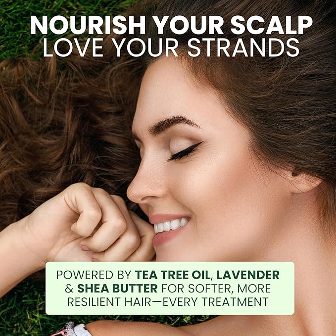Tea Tree Lavender Mint Hair Mask with Biotin & Argan Oil, Deep Conditioning Hair Mask for Coarse & Dry Damaged Hair, Scalp Itch Relief, Hydrating Hair Mask for Men & Women | Tea Tree Hair Mask