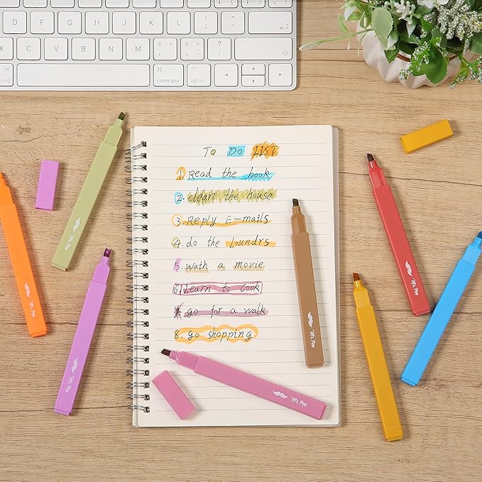Mr. Pen Aesthetic Highlighters - 8 pcs, Chisel Tip, Warm Colors, Cute Assorted Bible Highlighters - No Bleed