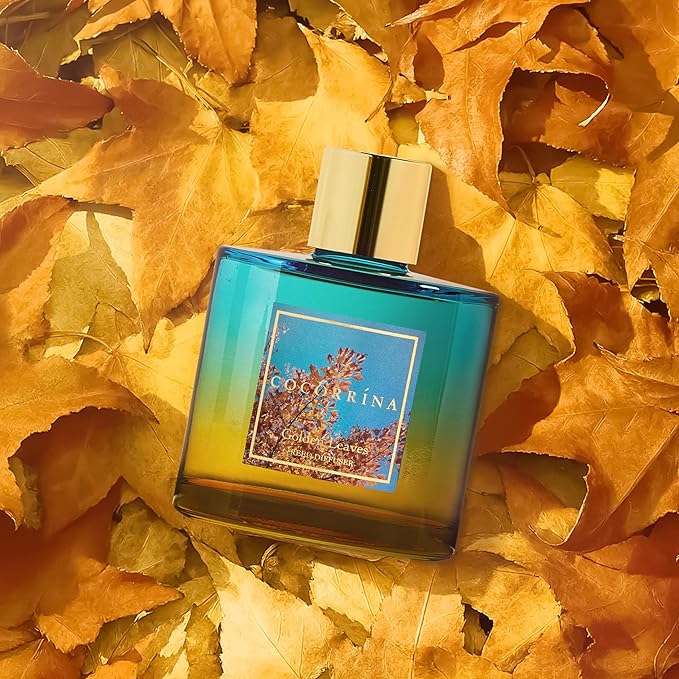 COCORRÍNA Reed Diffuser - Golden Leaves Reed Diffuser Set with 8 Sticks & Preserved Baby's Breath, Reed Diffuser for Home Bathroom Shelf Decor