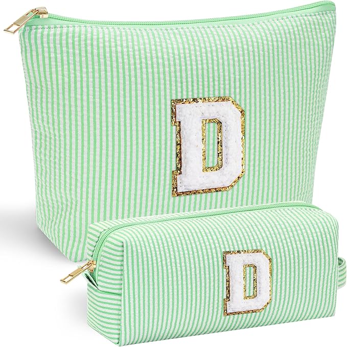 YOOLIFE Birthday Gifts for Women Her - Personalized Cute Initial Cosmetic Makeup Pouch Make Up Travel Bag for Mothers Day Gifts Teacher Sister Friend Girlfriend Mothers Day Gifts for Mom D