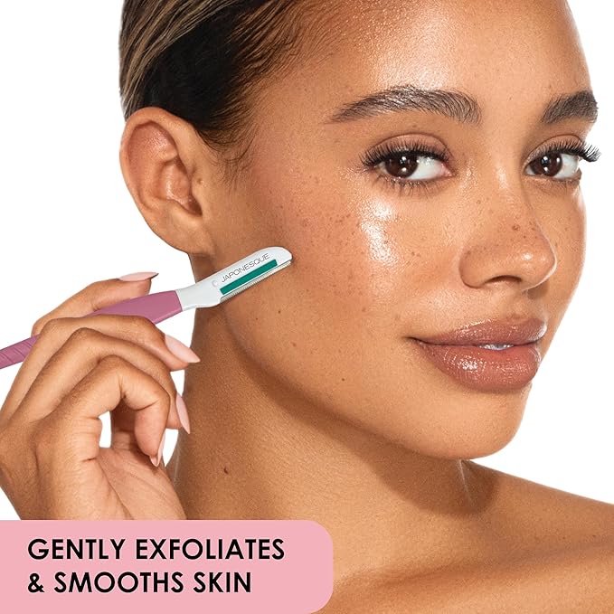 Japonesque Dermaplaner with Soothing Aloe Comfort Strip - Facial Dermaplane Razor, Skin Tool with Ultra Precision Blade for Facial Hair Removal and Exfoliation, 5pk