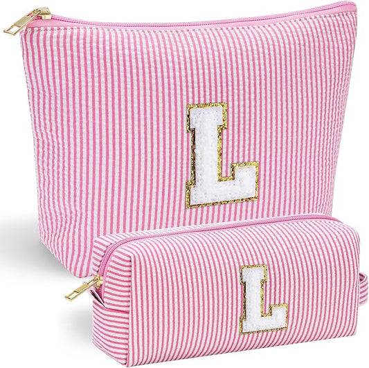 YOOLIFE Birthday Gifts for Kids Teen Girls Gifts for Girls, Pink Makeup Bag Cosmetic Bag Daughter Sister Gifts Birthday Gifts for Girls Women Teacher Gifts Preppy Makeup Bag Mothers Day Gifts L