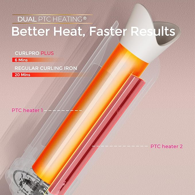 TYMO CurlPro Plus Automatic Rotating Curling Iron - Upgraded Long Barrel Curling Wand for Long Hair, Ceramic Hair Curler for Women, Anti-Scald, Tangle-Free, 600M Ionic, Dual Voltage, Gold, 1 Inch