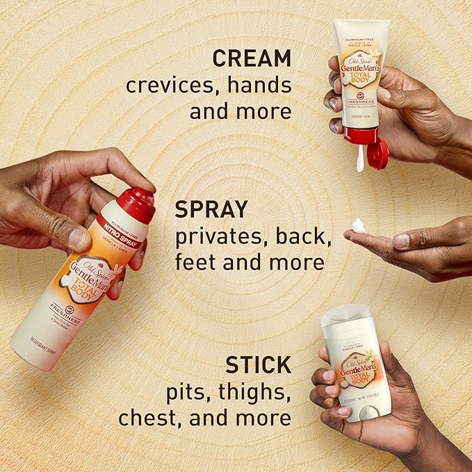 Old Spice Whole Body Deodorant Cream for Men, Aluminum Free, Fiji Scent, 24/7 Odor Protection, 24/7 Lasting Freshness, Dermatologist Tested, Gentle on Skin, Safe to Use All Over, 3.0 oz