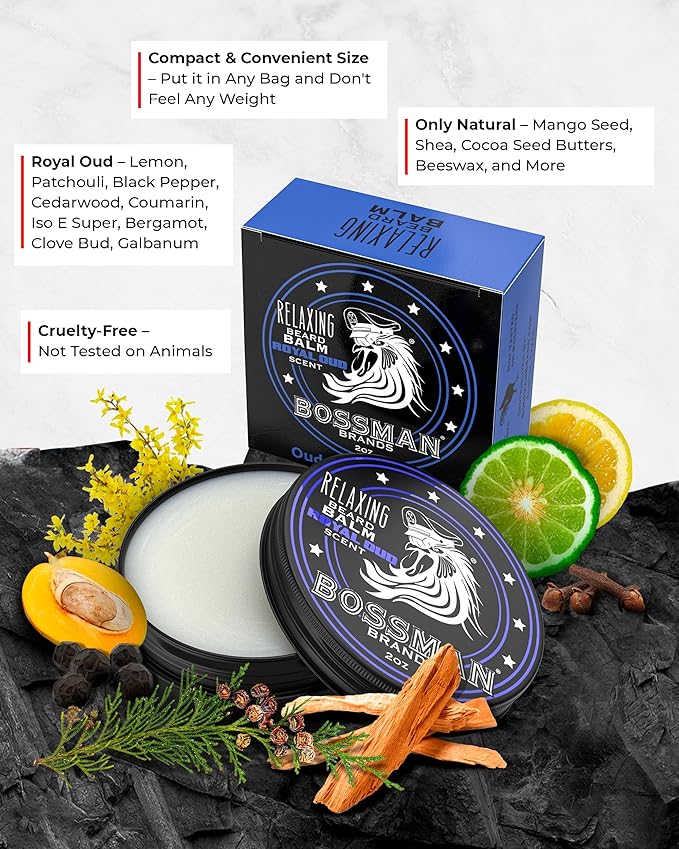 Bossman Jelly Beard Oil for Men & Beard Balm for Men Combo - Royal Oud Scent