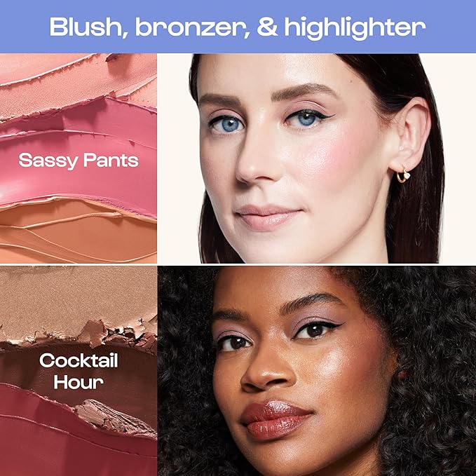 Alleyoop Stack The Odds Cream Makeup Palette Duo – All-in-One Blush, Contour, Bronzer & Highlighter in Cocktail Hour & Sassy Pants