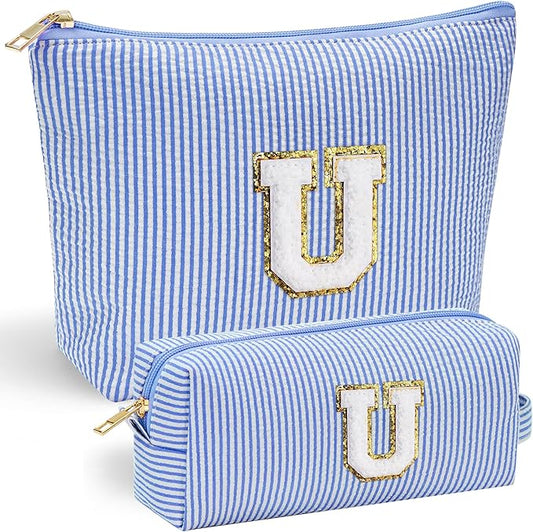 YOOLIFE Bridesmaid Gifts for Wedding Day, Bridesmaid Gifts for Women | Bridesmaid Proposal Gifts Unique Gifts | Wedding Travel Essentials Small Makeup Organizer Bag | Travel Makeup Bag-Initial U