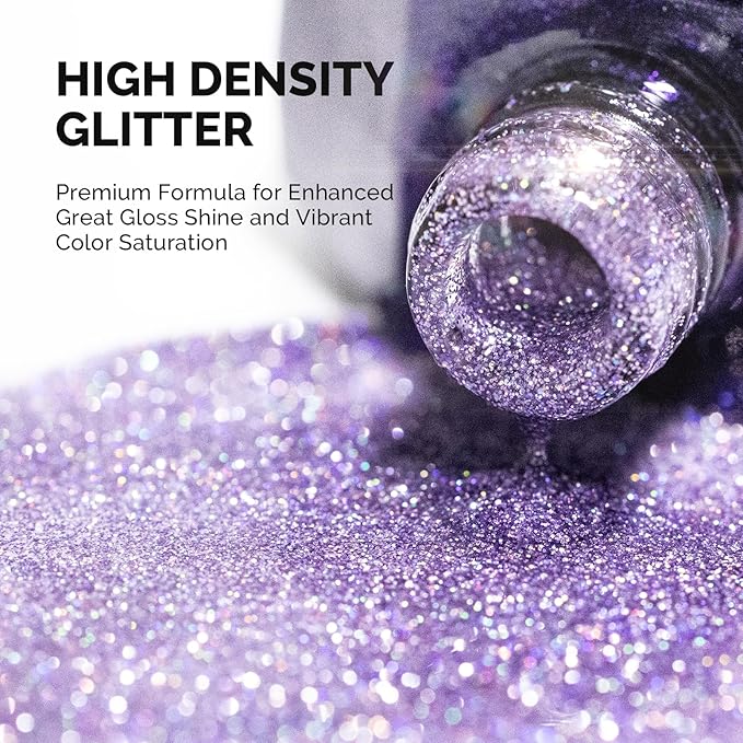 MelodySusie Galaliver Purple Glitter Gel Nail Polish, 15ML Shimmer Purple Sparkle Gel Polish Soak Off UV LED Cured Long Lasting Gift for Women DIY Nail Design Nail Art Manicure X05