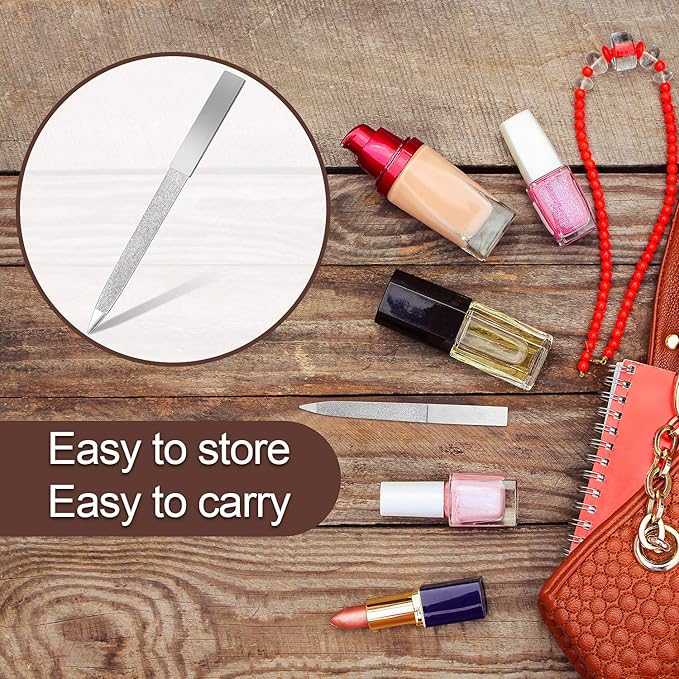 Mudder 3 Pcs Metal Diamond Nail File Set for Women Men Stainless Steel Metal Double Side Fingernail Toenail Buffer Filers Silver Emery Boards for Salon Home Travel Manicure Pedicure Nail Care Tool