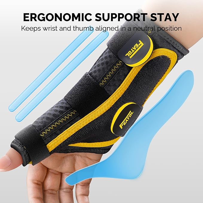 FEATOL Thumb Brace Right Hand - Ergonomic Support for Trigger Thumb, De Quervain's Tenosynovitis, Lightweight Wrist Brace for Carpal Tunnel, Size L/XL, 6.6"-9"