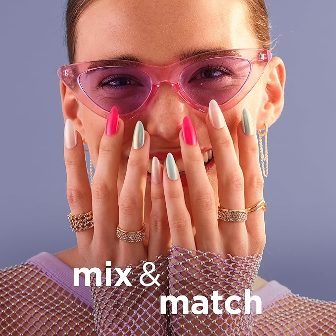 Sally Hansen Salon Effects Perfect Press-On Nails | Coffin Shape | Easy to Apply, Non-Damaging | 30 Nails, Nail Glue, Adhesive Tabs, File | HYP-Nautical