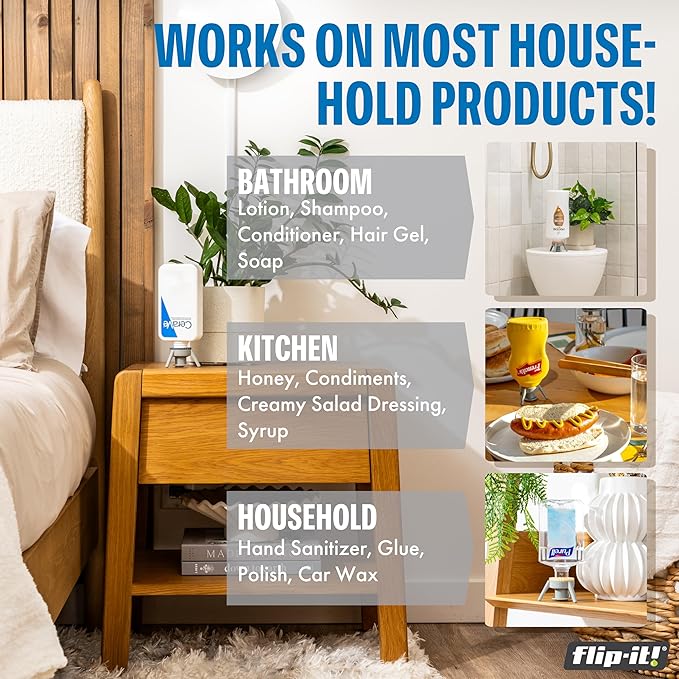 Flip-It! Bottle Emptying Kit – 6 Bottle Pack - No more wasted product - Fits most plastic bottles – 6 Base Caps, 6 Adapters – Pastel Color Edition