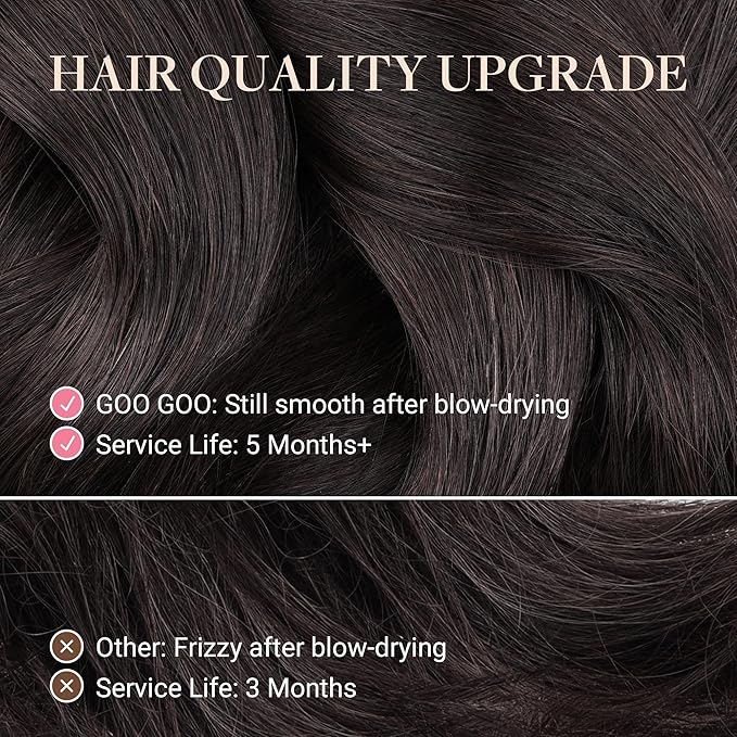 GOO GOO Tape in Hair Extensions Human Hair, #4H Light Chocolate Brown, 24inch 50g 20pcs, Skin Weft Seamless Invisible, Silky Straight with Thick Ends, Remy Human Hair