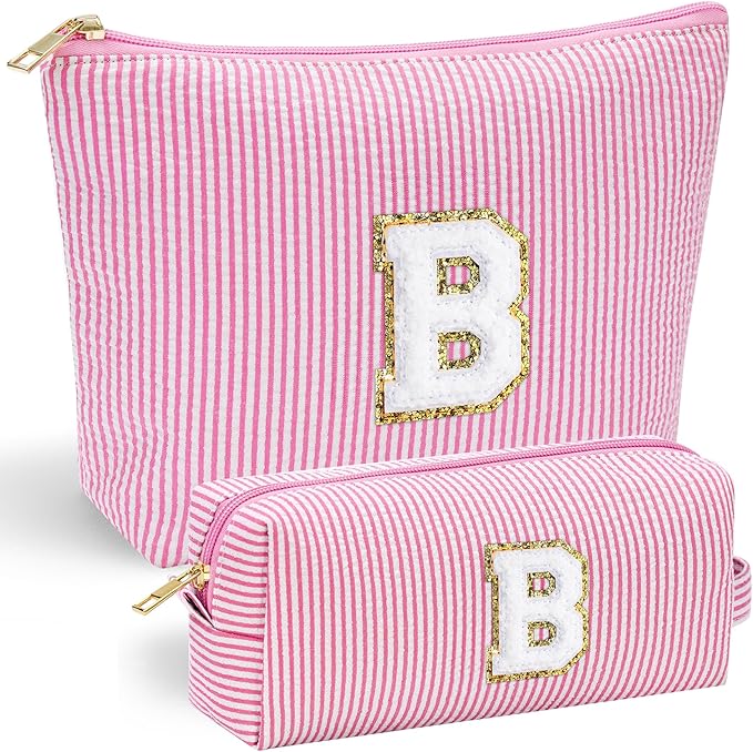 YOOLIFE Mothers Day Gifts for Mom - Initial Cute Pink Makeup Bag Pouch Gifts for Niece Sister Friend Female Her Mom | Birthday Gifts for Women Daughter Gifts | Cosmetic Travel Bag Weekend Bag B