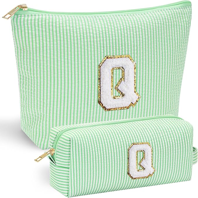 YOOLIFE Initial Makeup Bag for Women Girls - Teenager Girl Gift Ideas | Cute Make Up Bag | Personalized Gifts for Women Friends | Skin Care Bag | Mothers Day Gifts | Tween Girls Trendy Stuff Q