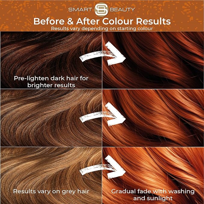 Smart Beauty Ginger Hair Dye, Permanent with Plex Anti-Breakage Technology, Copper Red, PPD Free, Vegan, Cruelty Free