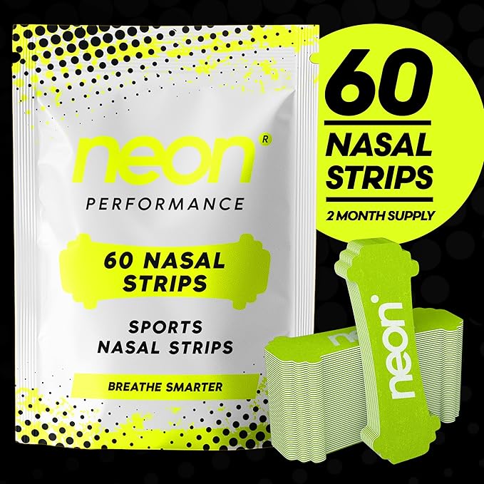 Nasal Strips (60 Count) - Oil & Sweat Resistant Adhesive - Athletic Nasal Strips for Sport & Nose Strips for Snoring & Sleeping - Nose Strips for Breathing (NEON Green Color)