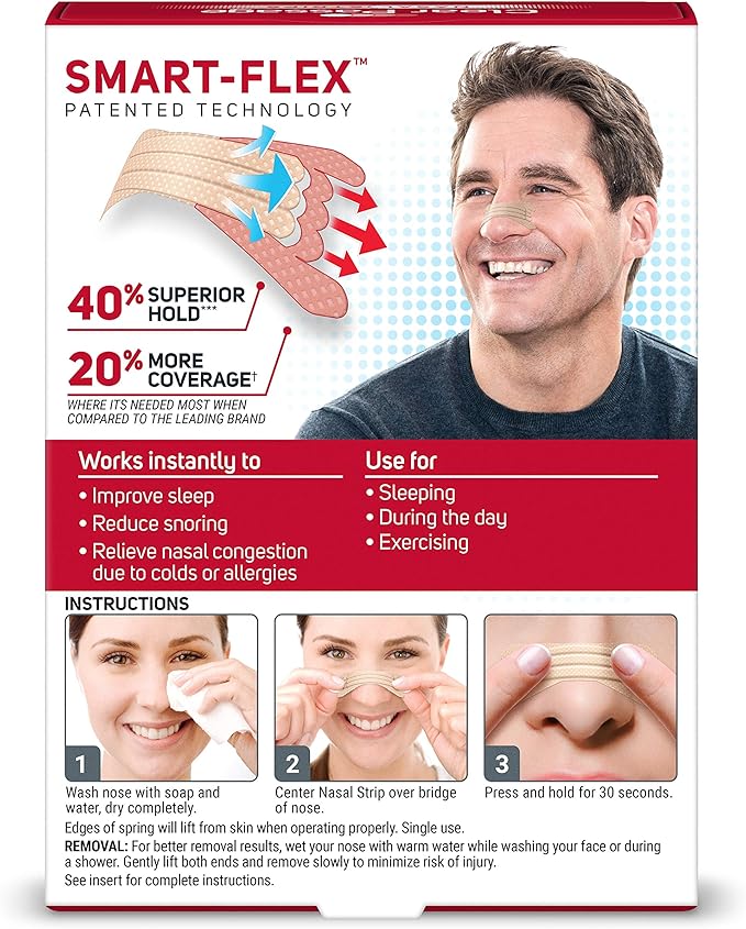 Nasal Strips Extra Strength, Tan, 100 Count | Works Instantly to Improve Sleep, Reduce Snoring, & Relieve Nasal Congestion Due to Colds & Allergies