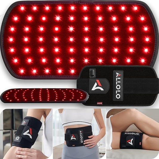 ALLOLO Red Light Therapy for Body, 3-in-1 LED Bead Red Light Therapy Belt with Timer Remote Control, 12.6"*6.3" 660nm&850nm Infrared Light Therapy for Body Back Waist Shoulder Knee Joint (Corded)