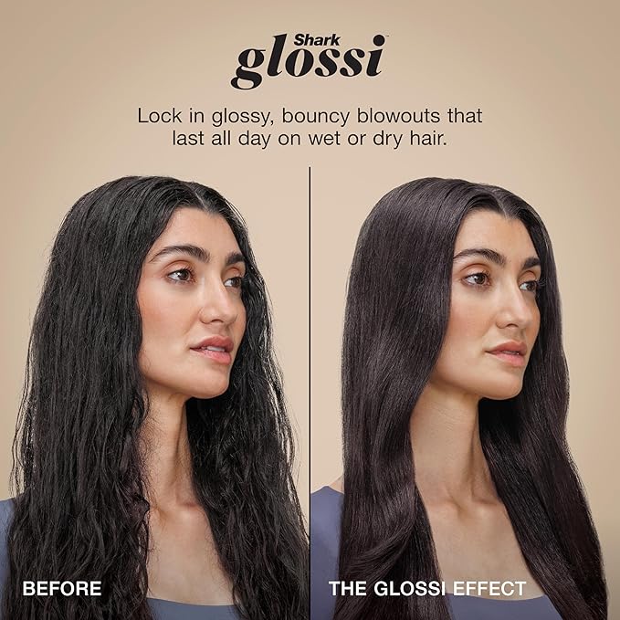 Shark Glossi 2-in-1 Hot Tool and Air Glosser, Ultra-Fast, Ultra-Glossy Blowouts at-Home, Heat-Controlled Ceramic, Curly, Coily, and Color Friendly, Liquid Gold, HT302GD