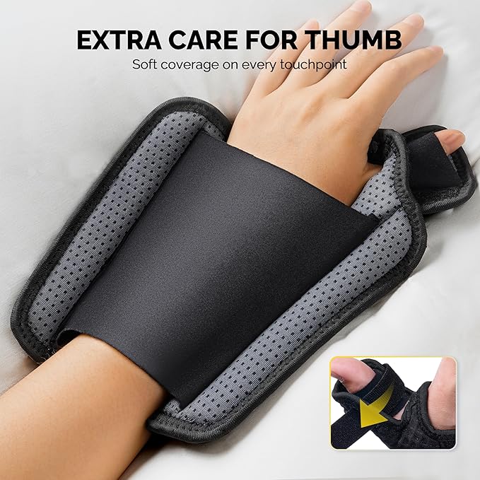 FEATOL Thumb Brace Right Hand - Ergonomic Support for Trigger Thumb, De Quervain's Tenosynovitis, Lightweight Wrist Brace for Carpal Tunnel, Size L/XL, 6.6"-9"