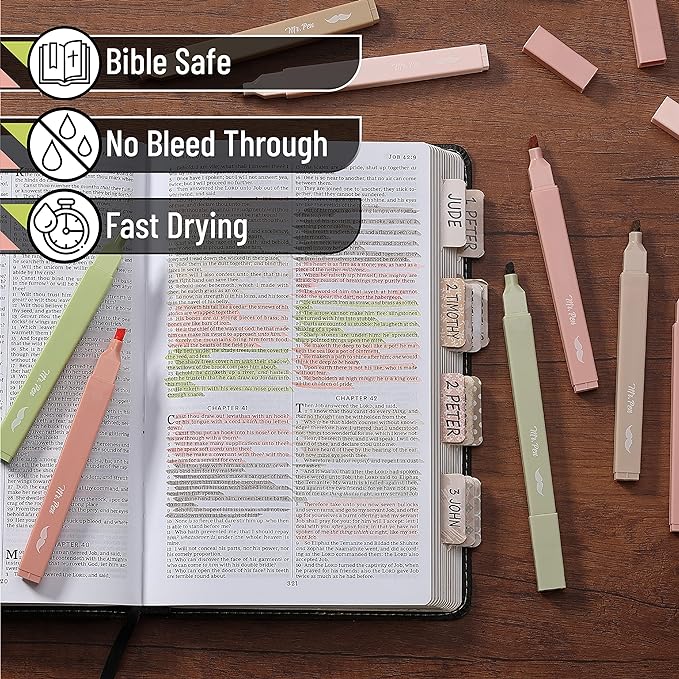 Mr. Pen- Aesthetic Highlighters, 8 pcs, Chisel Tip, Boho Colors, No Bleed Bible Highlighter Pastel, Assorted Colors, Cute